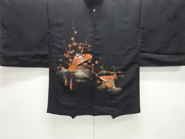 枝梅に菊模様刺繍一つ紋絵羽織